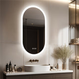 NNEOBA 1-Piece Oval Backlit LED Bathroom Mirror with Anti-Fog