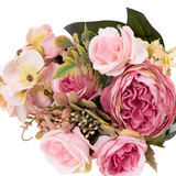 NNETM Pink Pearl Rose Peony Bouquet - Elegant Artificial Flower Arrangement