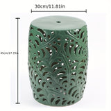 NNETM Ceramic Drum Stool Emerald Green Leaf