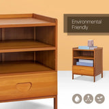 NNETM Bedside Table Rectangular Shape - Tan Color