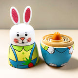 NNETM Wooden Cartoon Rabbit Dolls Set for Kids