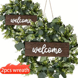 NNETM 2pcs Evergreen Ramadan Artificial Eucalyptus Wreaths for Spring Decor