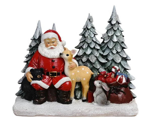NNEOBA Christmas Glow Santa Claus Resin Ornament Set