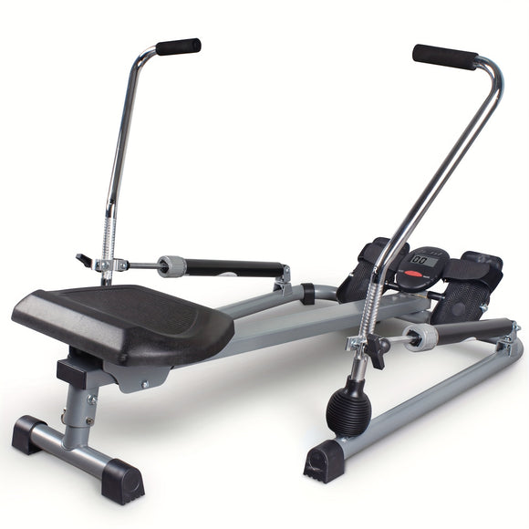 NNETM Foldable Rowing Machine with LCD Monitor - Fitness Trainer(Grey)