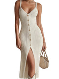 Women's V-Neck Slit Maxi Dress