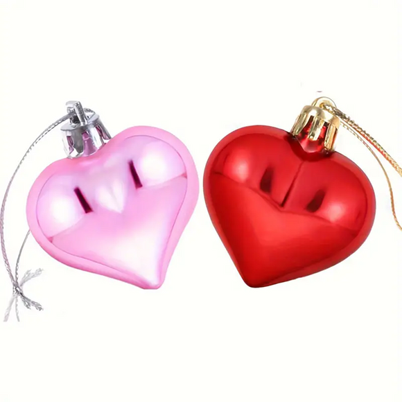 NNETM 36-Piece Heart Shaped Ornaments Set – Pink & Red