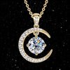 Sterling Silver Moon Pendant Necklace with Moissanite – Gold-Plated Elegant Women's Necklace
