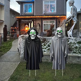 NNETM Halloween Skeleton Figurines with Glowing Eyes (2pcs)