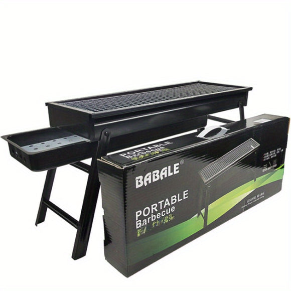 NNETM Portable Cast Iron BBQ Grill with Lid & Tools