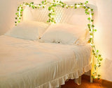 5M Artificial Leaf LED String Lights – 50 LED Warm White Battery-Powered Garland