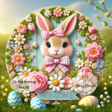 NNETM Easter Bunny Wooden Welcome Sign Spring Decor