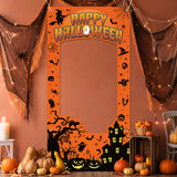 1pc, Orange for halloween Photo Frame Backdrop, Pumpkin Witch Design Photo Booth Frame, Hollow Out Frame Photo Photobooth Props Decor, Backdrop Banner Perfect for Halloween Decor, Happy for halloween Atmosphere Supplies