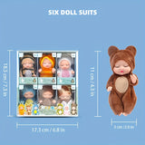 NNETM 6-Piece Mini Children’s Dolls Set with Animal Costumes