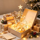 LED Christmas Tree Lamp Warm Light Spiral Golden Metal