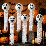78X20CM Halloween Paper Lanterns/6pcs White Funny Lanterns with Tassel Tree/Spooky Hanging Decorations for Holiday Classroom Birthday/Indoor Outdoor Garden Patio Home Party Decor
