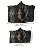 NNETM Wolf Pattern Wearable Hat Blanket Flannel