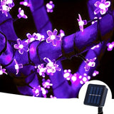 Solar Purple Cherry Blossom String Lights, 8 Function, Courtyard Balcony Outdoor Camping Decoration Light String, Holiday LED Atmosphere Light, 1 String Of 6.5 Meters 30 Lights