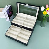 12-Slot Double-Layer Glasses Storage Box – Eyewear & Jewelry Organizer with Display Lid
