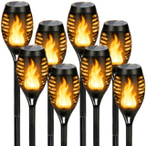 8-Pack Warm Light Solar Torch Lamps – Flickering Flame