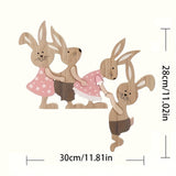 NNETM Rustic Wooden Easter Bunny Family Ornament 3D Decoration