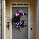 NNETM Halloween Black Cat Crescent Moon Wreath