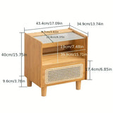 NNETM Modern Minimalist Bedside Table w/ Storage - Bamboo