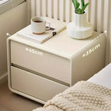 NNETM Bedside Table w/ Fabric Drawers - White