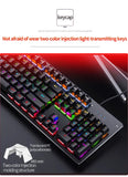 NNETM Caller Mechanical Keyboard - 104 Keys, Green Axis, Backlit, Wired USB, Black [Green Axis]