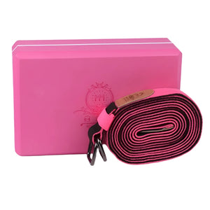 NNETM High-Density Hard EVA Yoga Block with Belt (Pink)
