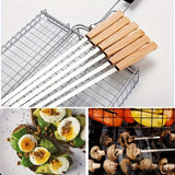 NNETM 8-Pack Stainless Steel BBQ Skewers with Wooden Handles