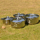 NNETM Premium 8-Piece Stainless Steel Pot Set - Heavy-Duty