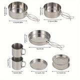 NNETM Camping Cookware Stainless Steel Set Outdoor (8pcs)