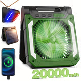 NNETM 20000mAh Solar Camping Fan with LED Light