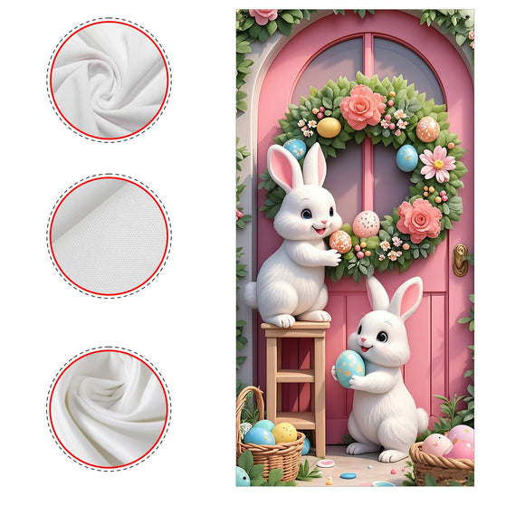 NNETM 2D Easter Door Banner with Rabbits and Eggs