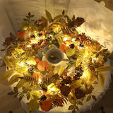 NNETM Autumn Glow: LED Light Wreath with Artificial Foliage