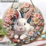 NNETM Easter Bunny & Tulips Wooden Wreath Spring Decor
