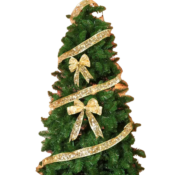 NNETM Christmas Ribbon Fairy Lights - Golden Garland