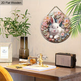 NNETM Easter Bunny & Tulips Wooden Wreath Spring Decor
