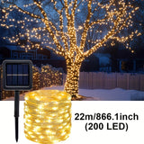 Outdoor Solar LED String Lights, Solar Fairy String Lights, 8-Mode Dusk to Dawn, Garden Trees Courtyard House Party Wedding Decorations, Halloween And Christmas Decorations, Camping Lights, Spring Garden Lights, Summer Solar Lights-PURPLE 300LED  31.97M