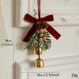Christmas Hanging Ornament with Red Velvet Bow and Bell
