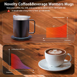 NNETM Coffee Mug Warmer Set – Stainless Steel Heated Mug with Smart Base (131°F)