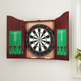 18-Inch Dartboard with Steel Darts and Wooden Cabinet