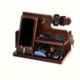 NNETM Wooden Desk Organizer Phone Docking Station Stand