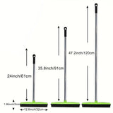 Pet Hair Rubber Broom with Carpet Brush – Multi-Surface Sweeper for Carpet, Rugs & Hard Floors