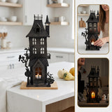 Pumpkin Spire Two-Tiered Haunted House Candle Holder