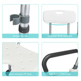 NNECW Non-Slip Shower Chair with U-Shaped Cutout for Elderly-White