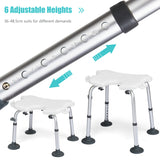 NNECW Non-Slip Shower Chair with U-Shaped Cutout for Elderly-White