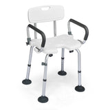 NNECW Non-Slip Shower Chair with U-Shaped Cutout for Elderly-White