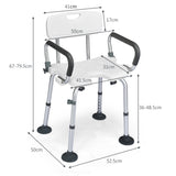 NNECW Non-Slip Shower Chair with U-Shaped Cutout for Elderly-White