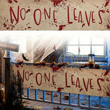 【2D Flat】 Halloween Bloody Banner Yard Sign - Burlap Horror No One Leaves Banner - Scary Halloween Banner Backdrop Decoration for Haunted House Yard Outdoor Fence Garden Parties Decor